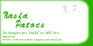 nasfa patocs business card